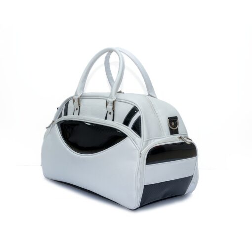 white and black golf boston bag